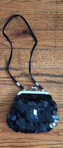 🌐VINTAGE 60's /70's 🌸BRAND NEW🌸 Black Bead/Sequin Clutch/Shoulder Strap - Picture 1 of 20