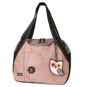 New Chala Bowling Tote Large Shoulder Bag Rose Pink OWL Coin Purse gift - Picture 1 of 6