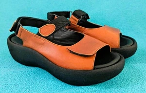 Wolky Jewel Leather Slingback Sandals~Womens 37/US 6~Cognac~Casual Comfort Wedge - Picture 1 of 10