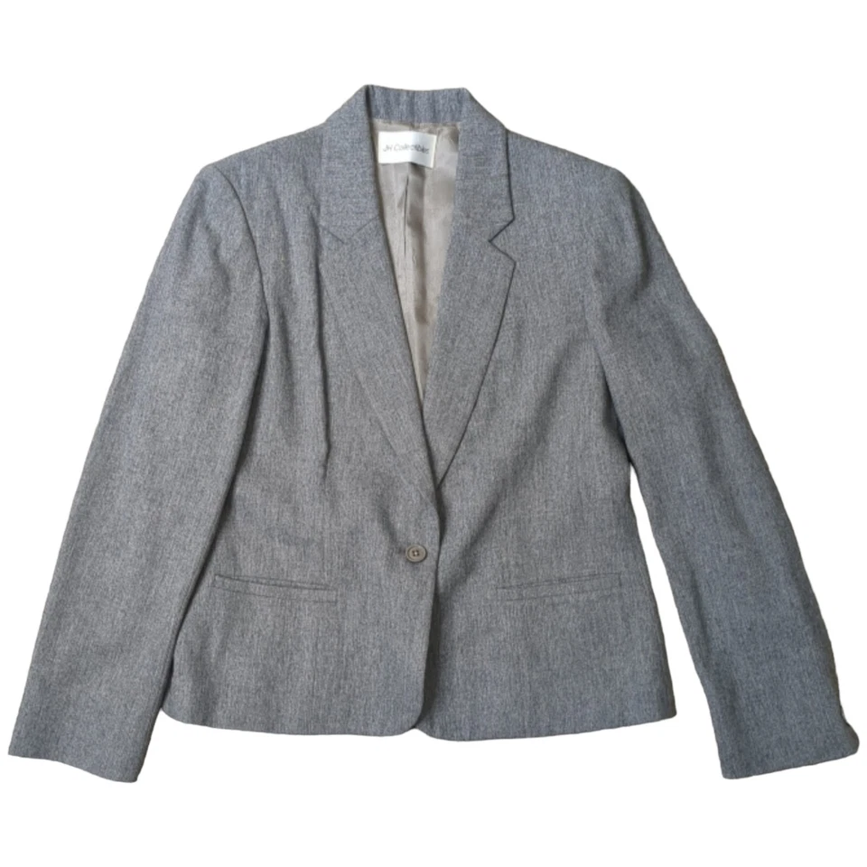 Chaqueta Blazer Clásica JH Coleccionable Damas Mezcla Lana Gris Botones Talla 12 Foto 1 de 4