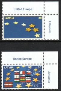 LETTLAND 2004 Europäische Union, Flaggen, postfrische Briefmarken, Eckstücke - Bild 1 von 1