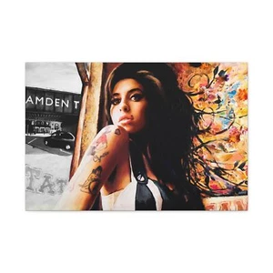 Amy Winehouse Abstract Art Decor Matte Canvas, Stretched, 1.25" - Picture 1 of 17