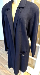 VTG WAYNE ST JOHN BLUE SANTANA KNIT OPEN BLAZER/DUSTER SZ M SEE DETAILS pl/ - Picture 1 of 14