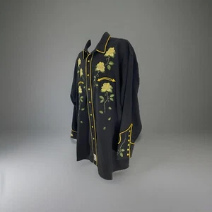 Panhandle Slim Retro Western Herren XXL Schwarz Embrd Rose Pearl Snap Cowboy Hemd - Bild 1 von 11