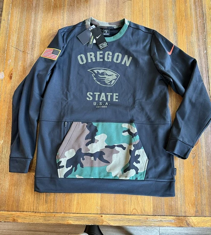 Oregon State Beavers Nike Camo Crewneck Sweat shirt DD4315 010 Mens Size L Cover