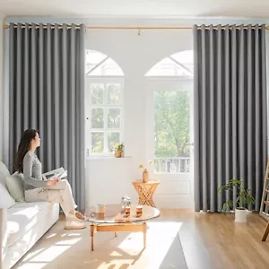 Window Grey Blackout Curtains for Bedroom 95 inches Long 2 Panels Set Grommet... - Picture 1 of 8