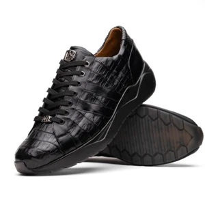 NEW Marco Milano Exotic Fashion Dress Sneaker Shoes Caiman Leather Nino Black - Picture 1 of 12