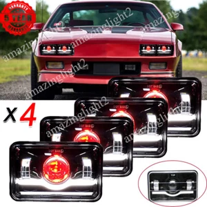 Fit Chevy Camaro 1982-1992 4PCS 4x6" LED Headlights High Low Sealed Beam Black - Picture 1 of 13