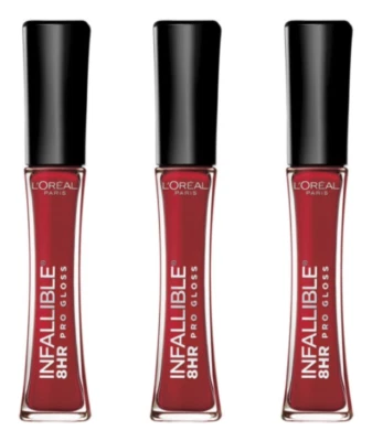 3 PACK L'Oreal Paris INFALLIBLE 8HR Pro Gloss #315 Rebel Red, 0.21 fl. oz. Each  - Image 1 of 2