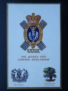 Regimental Badge QUEEN OWN CAMERON HIGHLANDERS c1915 Postcard Gale & Polden 1627 - Picture 1 of 2