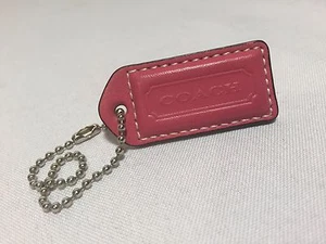 Coach Small Pink Leather Key Chain Fob Ring Charm Hang Tag 1.85" - Bild 1 von 2