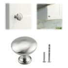 Solid Steel Mushroom Knob Pull Brushed Nickel Kitchen Bath Door Cabinet Handle