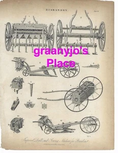 1810 Copperplate Engraving ,of Broadcast Machines, Drills by J. Wilkes - Picture 1 of 3