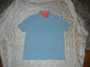 JOHNNIE-O Polo Shirt Men's 2XL Hangin' Out  Blue Coral Striped Brewster - Picture 1 of 3