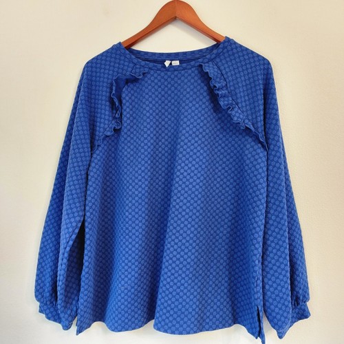 VETEMENTS Felpa Elle blu a pois con volant accento donna L tempo libero casual femminile