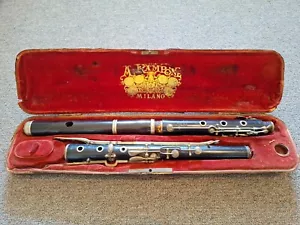 VINTAGE Wooden Italian Flute A Rampone Milano 1800s? with Original Case - Picture 1 of 4