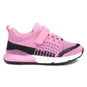 Girls Trainers Pink Kids Boys Easy Fasten School Knitted Speed Laces SIZE