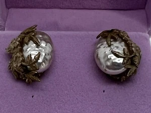 Vintage Freshwater Pearl Yellow Gold Plate Post Earrings - Picture 1 of 4