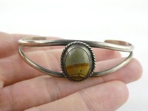 Southwestern Sterlingsilber Bild Jaspis Cabochon Armreif Armband 7,25 Zoll - Bild 1 von 16