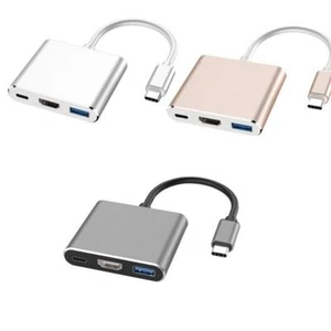 3 in1 Type C Adapter Lead USB-C 4K HDMI USB 3.0 Hub Samsung Cable Macbook - Afbeelding 1 van 14