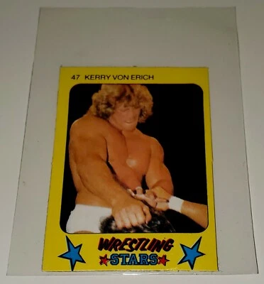 1986 Monty Gum Wrestling Stars #47 Kerry Von Erich (Straight From The Pack) Foto 1 de 2