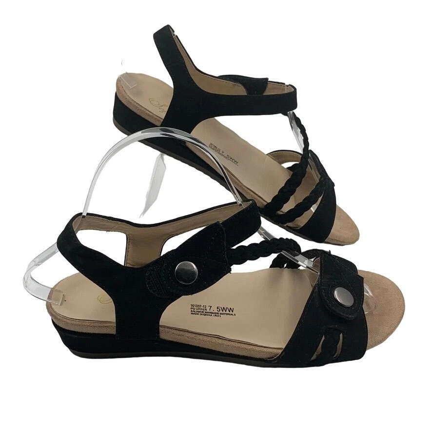 Sandalias Softwear By Beacon para mujer con tiras negras talla 7,5 terciopelo Foto 1 de 4
