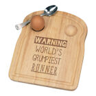 Warning World's Grumpiest Runner Breakfast Dippy Egg Cup Board Best Sport Funny