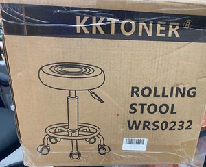 KKToner Rolling Stool WRS0232 White NEW - Picture 1 of 3