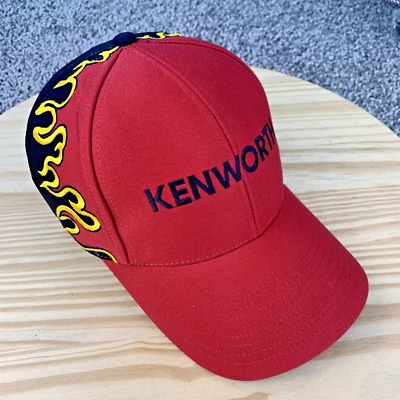Gorra Kenworth Adulto Rojo y Negro Llamas Correa Trasera Deletrear Camión con Licencia Foto 1 de 4