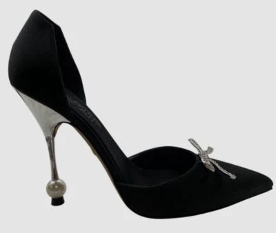 Zapatos de tacón Giambattista Valli para mujer negros con lazo de cristal satinado talla 38,5 Foto 1 de 4