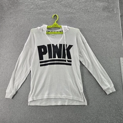 Sudadera ROSA Victoria's Secret Mujer M Blanca Estampado Gráfico Logo Ligera Foto 1 de 4