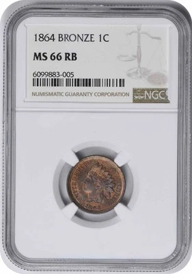 1864 Indian Cent Bronze MS66RB NGC - Image 1 of 4
