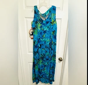 Maxi Vestido Para Mujer Scarlett Botón Frontal Talla 16 Sin Mangas Azul Floral Nuevo Con Etiquetas - Imagen 1 de 7