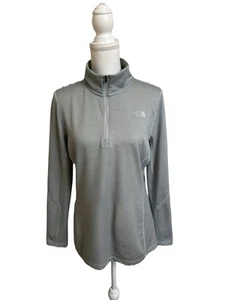 The North Face Women's L Slim Fit Flash Dry Heather Gray 1/4 Zip Top Pullover - Picture 1 of 8