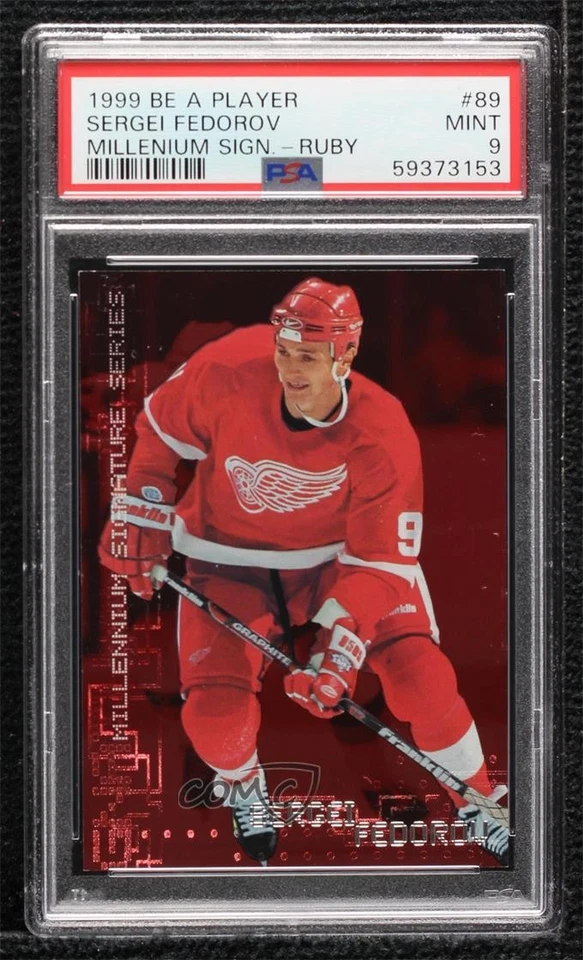 1999 ITG Be A Player Millennium Signature Series Ruby Sergei Fedorov PSA 9 MINT - Image 1 of 2