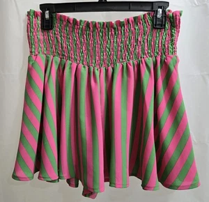 Women's Adrienne Pink And Green Stripe Short Size Large Made In USA - Picture 1 of 6
