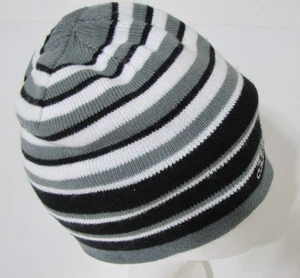 Adidas knit Beanie Hat Reversible Gray-solid to Gray & white-stripe Climawarm OS - Picture 1 of 8