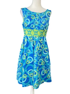 Adrianna Papell Dress Womens 8 Geometric Circle Print Sleeveless Lined Cocktail - Image 1 of 4