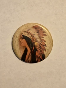 Vtg. Indian Maiden After J. Knowles Hare jr. Painting Celluloid Pocket Mirror - Picture 1 of 11