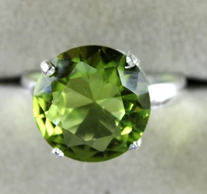 Brasilianischer olivgrüner Peridot 12,05 Karat natürlicher runder Edelstein zertifizierter Ring - Bild 1 von 7