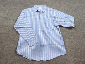 Brooks Brothers Shirt Mens 17-35 Blue Stripe Long Sleeve Cotton Slim Fit Preppy - Picture 1 of 8