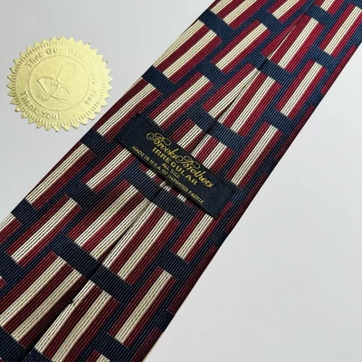 "Corbata de seda tejida vintage Brooks Brothers roja, topo y azul 60,5 x 3,75"""  Foto 1 de 4