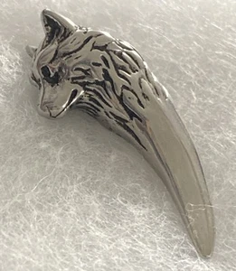 Schwerer Edelstahl Wolfskopf Kralle Zahn Anhänger 2" - Bild 1 von 5