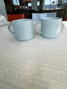 Pottery Barn Mason Blue Stoneware Mugs Pair Set Of 2 Faint Speckle - Picture 1 of 10
