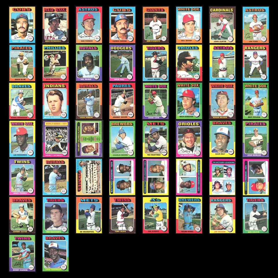1975 Topps Lot 50 Vintage Baseball Cards Dealer Bulk Set Builder Commons VG MLB - Image 1 of 4