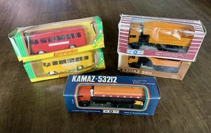 JUEGO RUSO MUY RARO DE 5 CAMIONES Y AUTOBUSES DE JUGUETES FUNDIDOS A PRESIÓN DE COLECCIÓN KAMAZ URSS CON CAJAS - Imagen 1 de 9