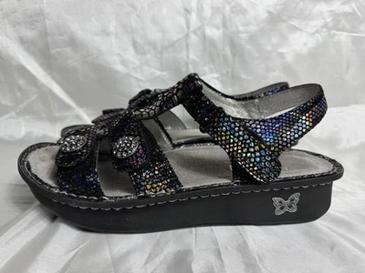 Sandalias Alegria Kleo Zesty negras iridiscentes de piel de serpiente talla EUR 40 US 9,5-10 Foto 1 de 4
