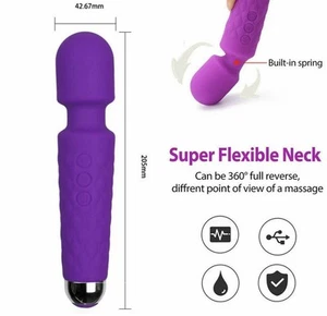 Loving Joy Wand Body Massager Waterproof Rechargeable 8 Speed 20 Vibrations Purp - Picture 1 of 7
