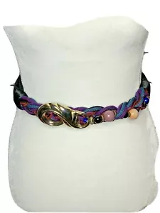 Carolyn Tanner Woven Braided Rope Stone Thick Black Purple Teal Size up to 36 - Picture 1 of 9
