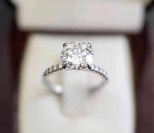 2.25 Ct IGI Real Lab Created Diamond Engagement Ring Round Cut 14K White Gold - Picture 1 of 9